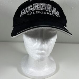 Los Angeles California Twin Enterprises Hook & Loop Baseball Cap. Black & White.